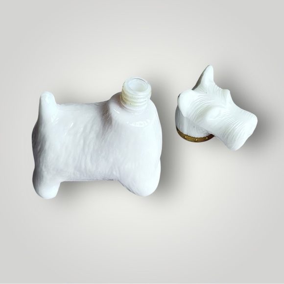 Vintage Avon White Scottie Dog Figurine with Gold Collar Perfume Bottle - Picture 6 of 13